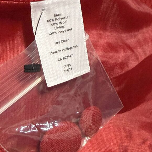 NWOT Women's TALBOTS RED BLAZER Wool Blend Sz 4 Office Executive - Picture 4 of 4